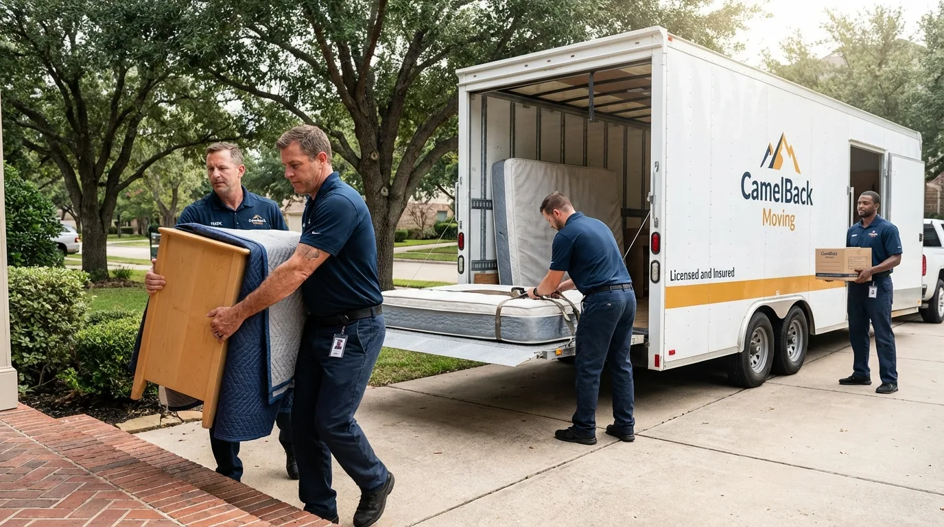Crew loading residential truck for cross-state move from Belleville, NJ